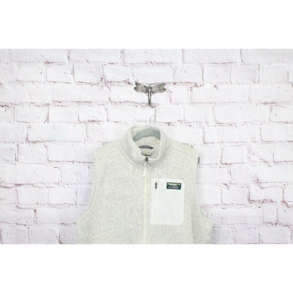 LL Bean Sweater Fleece Long Vest Pewter Size L Pet - Picture 2 of 10